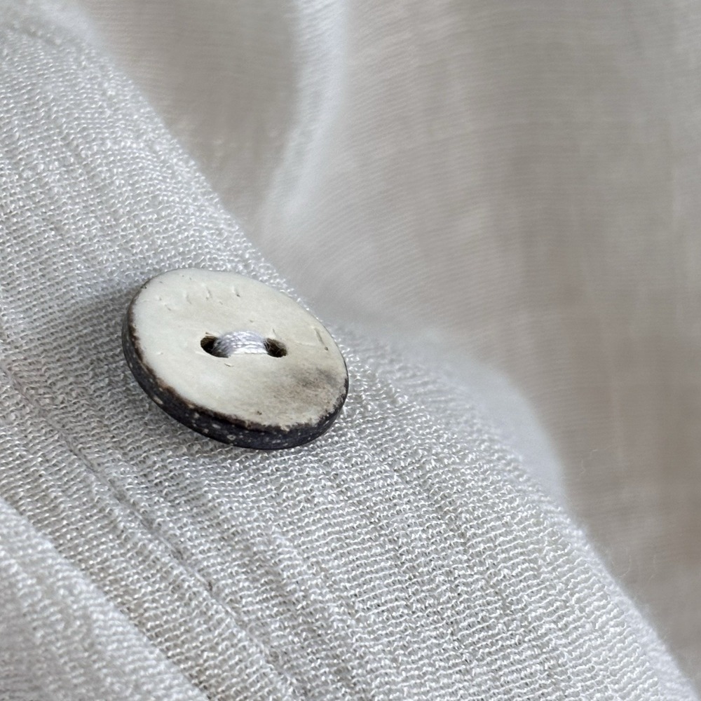 Naïf Shift Dress L Cream Button‎ Front Romantic Minimalist Cottage Lagenlook MOP - Picture 4 of 8